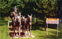 Color view of horse team "from the movie Ben Hur" at Fred Smith's Wisconsin Concrete Park, Phillips, postcard Color view of horse team "from the movie Ben Hur" at Fred Smith's Wisconsin Concrete Park, Phillips, postcard