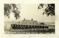 Glass model of the Bremen at the Wegner grotto, Sparta, Wisconsin, postcard