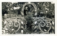 Garden of prayer at Wegner grotto, Sparta, Wisconsin, postcard