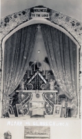 Altar and glass church at Wegner grotto, Sparta, Wisconsin, postcard