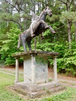 E.T. Wickham: Andrew Jackson status in the original Buck Smith Road location. “Words of Andrew Jackson at New Orleans.  The British shall not sleep on our soil tonight. He was president of the United States from 1829 to 1837.  He served in the American Revolution in the cause of independence.  He was a major general in the Tennessee militia.  He defeated the Creek and Seminole Indians.  He was elected circuit judge, a member of congress and U.S. Senate. He defeated the British army in the Battle of New Orleans in 1815.  He was an enemy of monopolies and special privileges and a champion of democracy.”