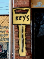 Key-shaped sign. JM Keys, Western Avenue and 43rd-Roadside Art