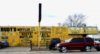 Rudy's Muffler, Pulaski Road at Potomac, Chicago-Roadside Art Rudy's Muffler, Pulaski Road at Potomac, Chicago-Roadside Art