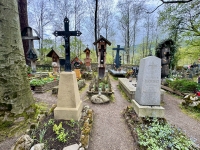 Among the memorials, folky and modernist alike, at the Zakopane Cemetery