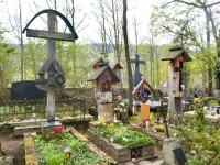 Among the memorials, folky and modernist alike, at the Zakopane Cemetery