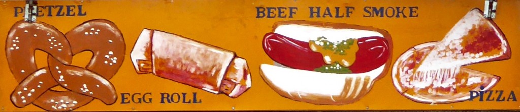 Pretzel, Egg Roll, Beef Half Smoke, Pizza