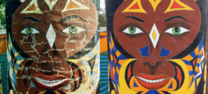 Front gatepost detail, St. Eom's Pasaquan, circa 1990