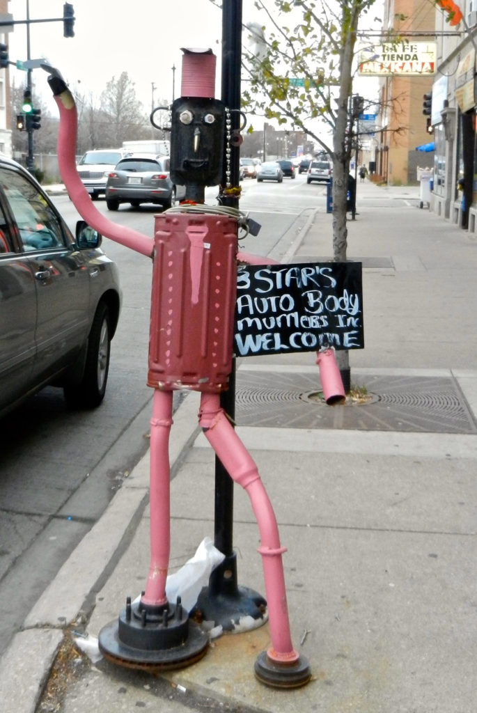 6 Stars Auto Body sidewalk muffler person