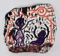 Colorful ceramic piece by Harvey Ford