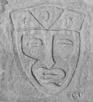 Chicago lakefront carving of a mask