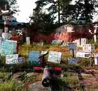 Religious messages on appliances and signs from W.C. Rice Cross Garden, Prattville, AL