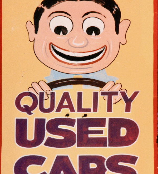 This face could be right out of a carnival game. Regency Auto Sales, Western Avenue at 75th Street