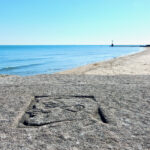 Abe Lincoln carving at Foster Beach