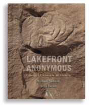 Lakefront Anonymous Book Cover with stone carving of a face