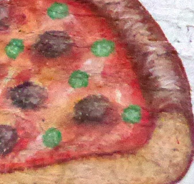 Painted slice from Route 66 Pizza, Indianapolis Blvd.